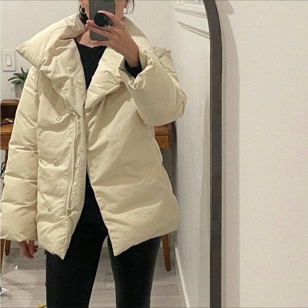 Dynamite Women’s Puffer Jackets Coats Size Medium Rainy-day Beige EUC